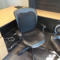 Black Leather Mesh Back Rolling Task Chair with Arms